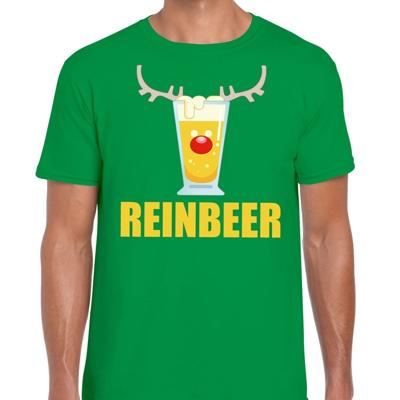 Foute Kersttrui t-shirt - Reinbeer - groen - voor heren - drank rendier Foute Kersttrui t-shirt - Reinbeer - groen - voor heren - drank rendier