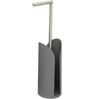 Staande wc/toiletrolhouder grijs met reservoir en flexibele stang 59 cm van metaal
