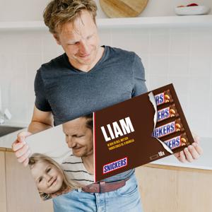 Mega Snickers reep met naam en foto bedrukken