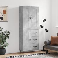 Hoge kast 69,5x34x180 cm bewerkt hout betongrijs