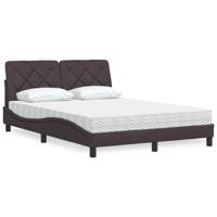 Bed met matras stof donkerbruin 140x190 cm