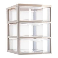 Ladeblokje/bureau organizer met 3x lades - transparant/beige - L18 x B25 x H25 cm - plastic - thumbnail