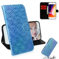 iPhone 7 & 8 Kleurrijk abstract bloemen patroon PU leren Flip Hoesje met houder, magnetische sluiting, draagriem en opbergruimte voor pinpassen & geld