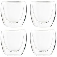 Koffieglazen/theeglazen dubbelwandig - set 4x - espresso glazen - 80 ml