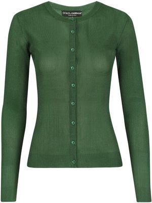 Dolce & Gabbana cardigan nervuré à manches longues - Vert