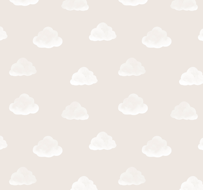 Beige wolkenpatroon babykamer behang