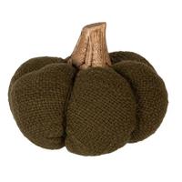 Clayre & Eef Decoratie Pompoen 8 cm Groen Stof Woondecoratie