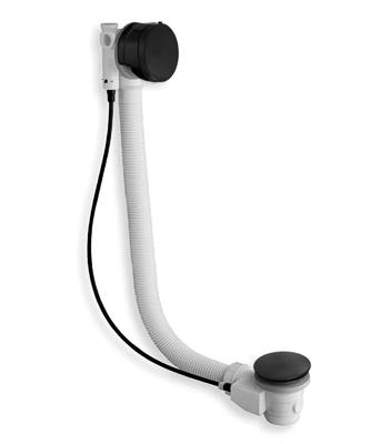 Badafvoer Xenz Pure | Vulcombinatie met overloop | Draaiknop | Rond | zwart mat