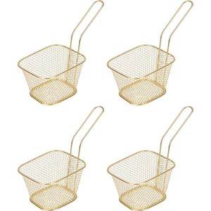 4x Goud patat/snack serveermandje/frituurmandje 20 cm