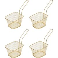 4x Goud patat/snack serveermandje/frituurmandje 20 cm