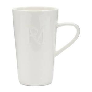 Riviera Maison Theemok wit, Mok met oor - Monogram 400 ml - Porselein