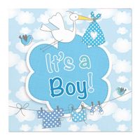 20x Geboorte jongen Babyshower servetten blauw 25 x 25 cm - thumbnail