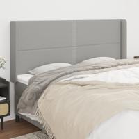 Hoofdbord met randen 183x16x118/128 cm stof lichtgrijs