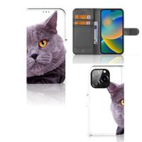 iPhone 14 Pro | Telefoonhoesje | Met pasjeshouder | Kat