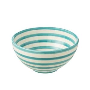 J-Line Bowl Granada Stripes High Ceramic White|Aqua Large