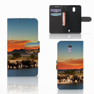 Nokia 2 | Telefoonhoesje | Met pasjeshouder | Olifanten