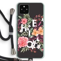 Hello in flowers: Pixel 5a 5G Transparant Hoesje met koord