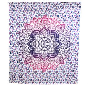 Authentiek Wandkleed Katoen Blauw/ Rood Mandala (240 x 210 cm)