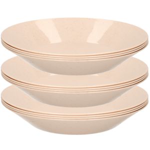 20x ontbijt/diner diepe bordjes van afbreekbaar bio materiaal 21 cm in het eco-beige