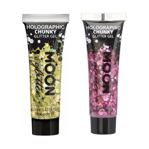 Moon Creations Chunky Glittergel set - voor lichaam en gezicht - goud en roze