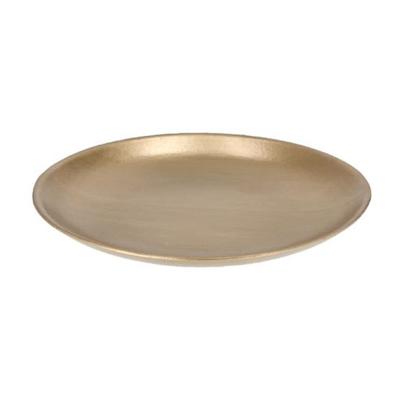Decoratie schaal - goud - 28 cm - hout - rond - kaarsenbord - kaarsenplateau