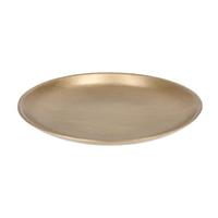 Decoratie schaal - goud - 28 cm - hout - rond - kaarsenbord - kaarsenplateau