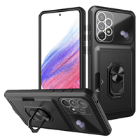 Samsung Galaxy A52S hoesje - Backcover - Pasjeshouder - Shockproof - Ringhouder - Kickstand - Extra valbescherming - TPU - Zwart