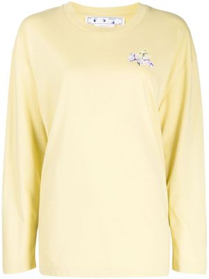 Off-White sweat en coton biologique à motif Flower Arrow - Jaune