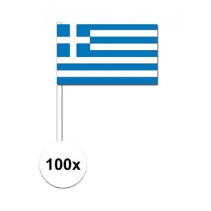 100x Griekenland decoratie papieren zwaaivlaggetjes   -
