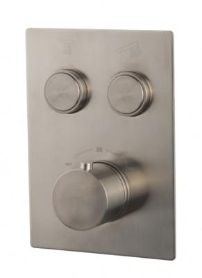 Wiesbaden Caral KLIK afbouwdeel inbouwthermostaat 2 weg geborsteld staal Wiesbaden Caral KLIK afbouwdeel inbouwthermostaat 2 weg geborsteld staal