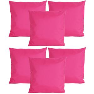 Buiten of tuin sier kussens - 6x - fuchsia roze - 45 x 45 cm - binnen/buiten - tuinbank