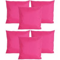 Buiten of tuin sier kussens - 6x - fuchsia roze - 45 x 45 cm - binnen/buiten - tuinbank