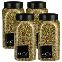 Mica Decorations decoratie stenen/granulaat - 4x - 650ml - goud - hobby steentjes