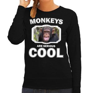 Dieren chimpansee sweater zwart dames - monkeys are cool trui