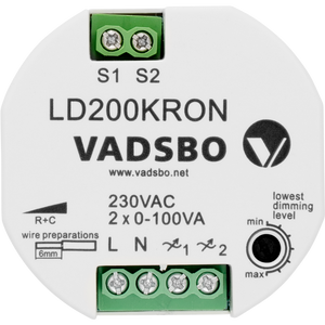 Vadsbo LED dubbele dimmer 2x100W LD200KRON dubbele pulsdrukker bediening