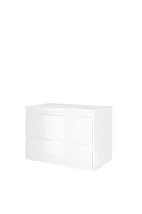 Proline Top wastafelonderkast met 2 laden symmetrisch en afdekplaat 80 x 46 x 52 cm, glans wit
