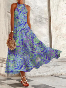 Halter Abstract Casual Sleeveless Knitting Dress