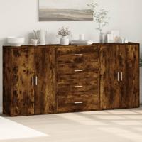 Dressoirs 3 st 60x31x84 cm bewerkt hout gerookt eikenkleurig