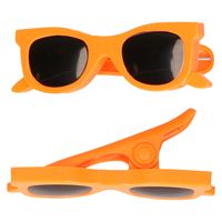 Handdoekklem/handdoek knijpers - oranje zonnebril - 2x - kunststof   - - thumbnail