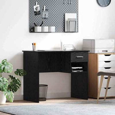 Bureau met lade Zwart eiken 90 x 49.5 x 75 cm Bewerkt hout