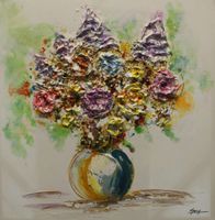 Schilderij - Handgeschilderd - Bos bloemen 2, 80x80cm - thumbnail