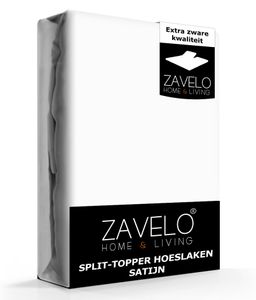 Zavelo Splittopper Hoeslaken Satijn Wit-Lits-jumeaux (180x220 cm)