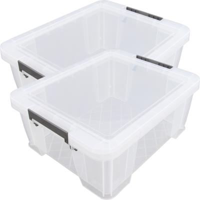 Allstore Opbergbox - 2x stuks - 24 liter - Transparant - 48 x 38 x 19 cm - kunststof - met deksel