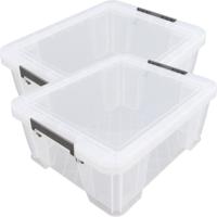 Allstore Opbergbox - 2x stuks - 24 liter - Transparant - 48 x 38 x 19 cm - kunststof - met deksel