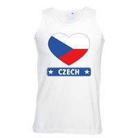 Tsjechie hart vlag singlet shirt/ tanktop wit heren