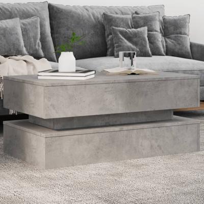 Salontafel met LED-verlichting 90x50x40 cm betongrijs