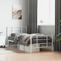 Bedframe met hoofd- en voeteneinde metaal wit 90x190 cm - thumbnail