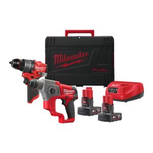 Milwaukee M12 FPP2F2-402X | M12 FUEL powerpack (M12 FPD2, M12 CH, 2 x M12 B4 accu, 1 x C12C lader, 1 xHD Box) - 4933480590