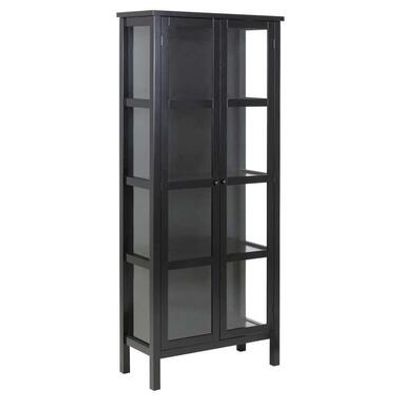 Vitrinekast Liza - zwart - 180x80x35,5 cm