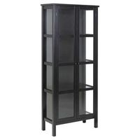Vitrinekast Liza - zwart - 180x80x35,5 cm